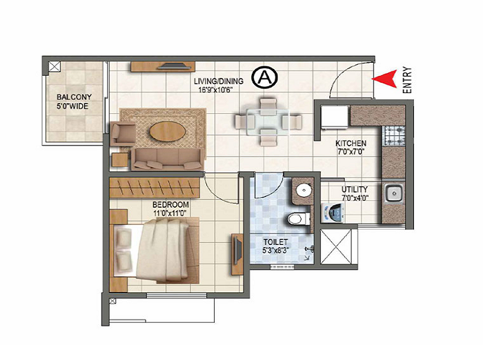 Birla Evara 1 BHK Floor Plan