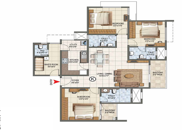 Birla Evara 3 BHK Floor Plan