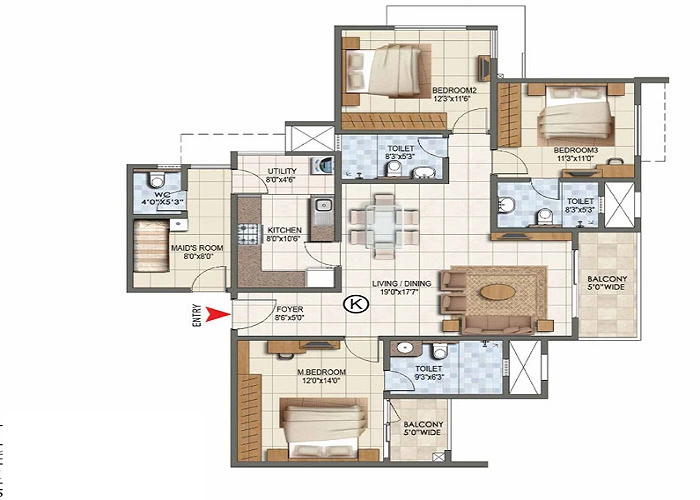 Featured Image of Birla Apple Spire 4 BHK Floor Plan